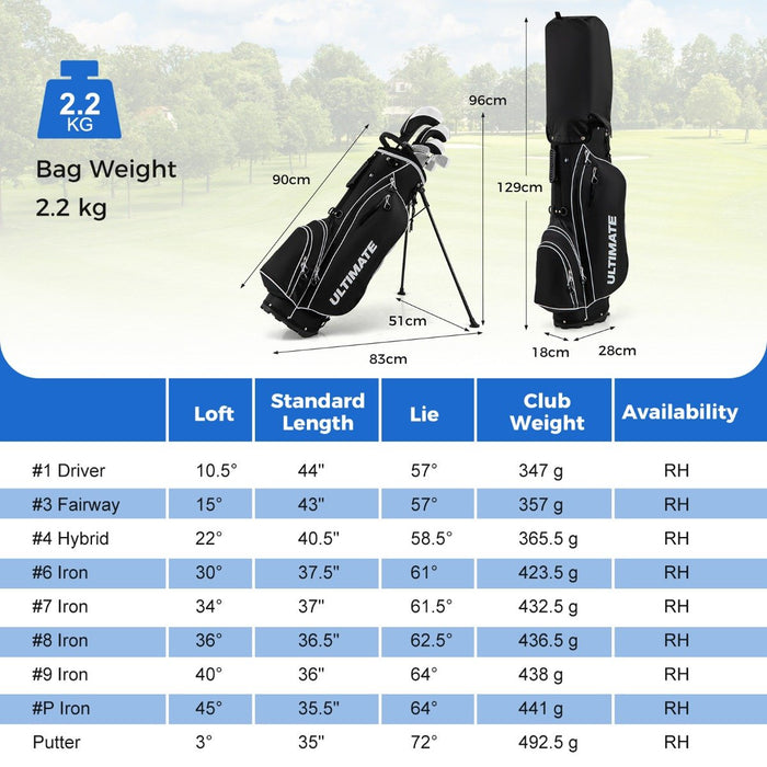 Men's Complete Golf Clubs Package Set 10 Pieces-