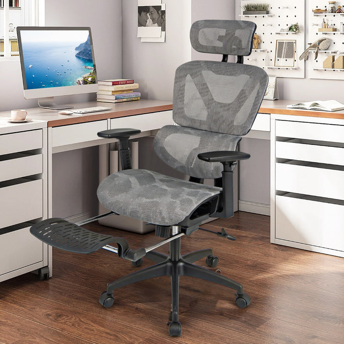 Mesh Office Chair - Retractable Footrest and Waterfall Seat Feature - Ideal for Prolonged Work Comfort