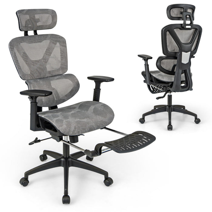 Mesh Office Chair - Retractable Footrest and Waterfall Seat Feature - Ideal for Prolonged Work Comfort