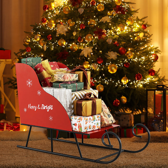 Metal Christmas Santa Sleigh Basket Xmas Santa's Gift Storage Sleigh