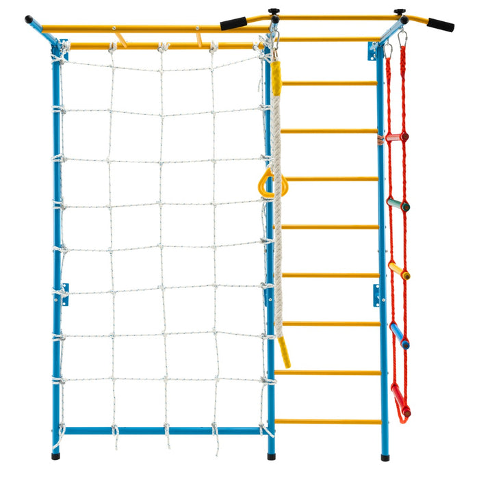 Metal Swedish Ladder Wall Bars for Kids with Gym Rings Climbing Net-