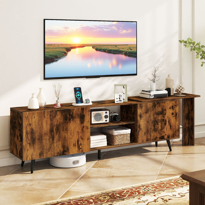 Mid Century 55 Inch TV Stand Entertainment Center with Power Outlets-