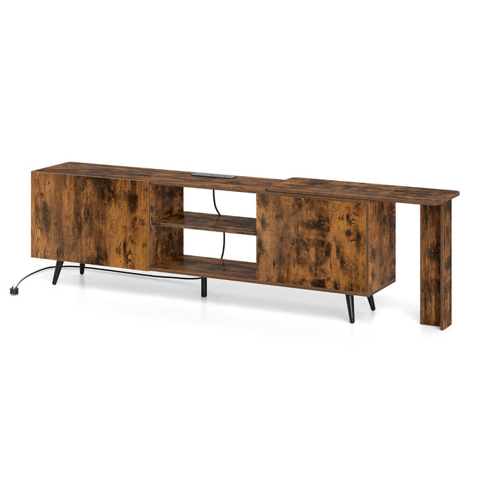 Mid Century 55 Inch TV Stand Entertainment Center with Power Outlets-