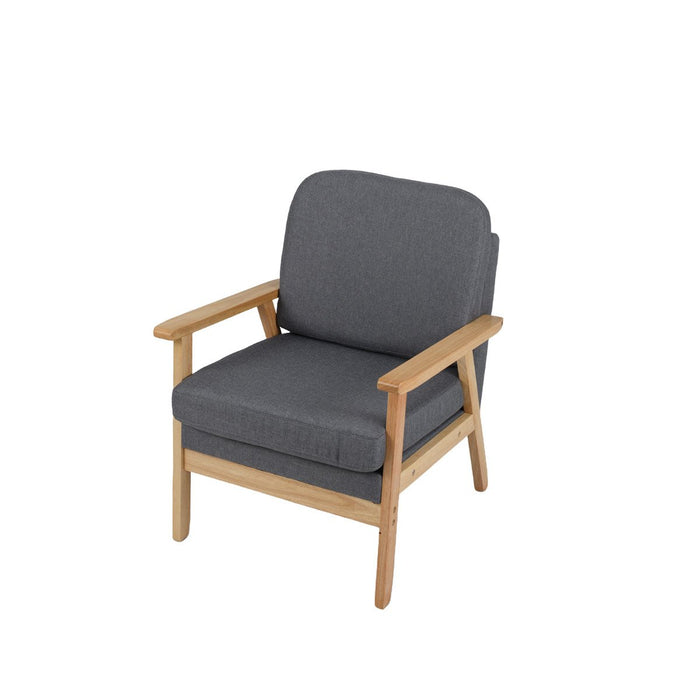 Mid-Century Accent Chair with Solid Wood Frame-Grey