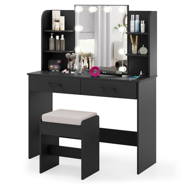 Vanity Set with 3-Color Lighting and Adjustable Brightness-