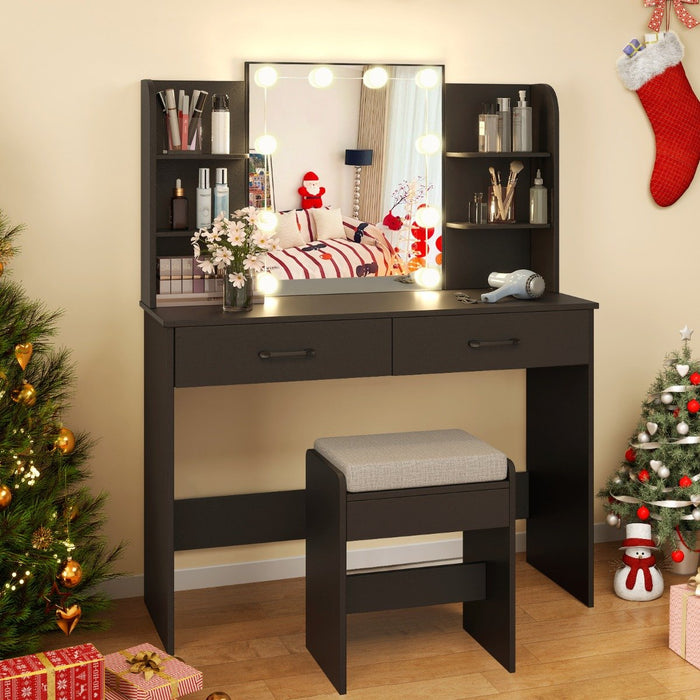 Vanity Set with 3-Color Lighting and Adjustable Brightness-