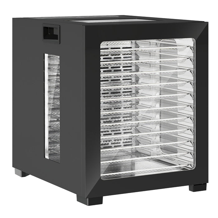 HOMCOM Food Dehydrator with 12 Stainless Steel Tray, 850W Food Dryer Machine with LED Touch Panel, 40-70℃ Adjustable Temperature, 48H Timer for Drying Fruit, Meat, Vegetable, Jerky, Pet Treat, Black