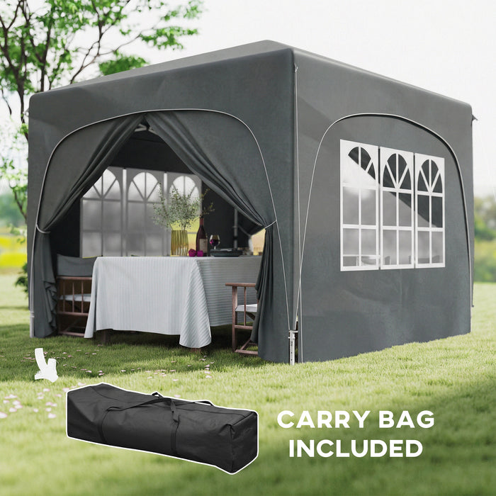 Outsunny 3 x 3m Pop-Up Gazebo Shelter, with Accessories - Dark Grey