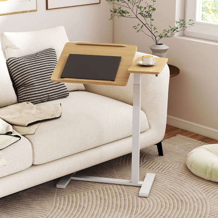 Mobile Over Bed Desk Height Adjustable Standing Laptop Cart with Tilting Tabletop-