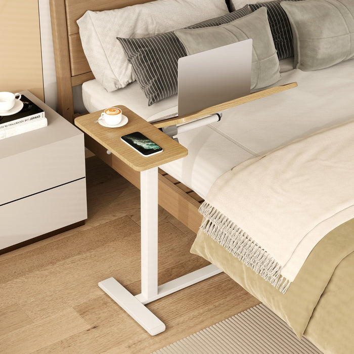 Mobile Over Bed Desk Height Adjustable Standing Laptop Cart with Tilting Tabletop-