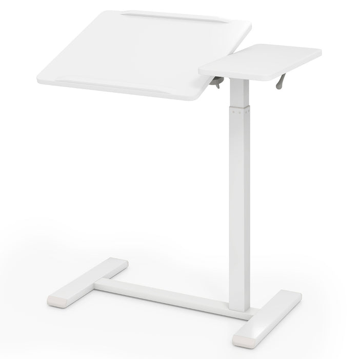 Mobile Over Bed Desk Height Adjustable Standing Laptop Cart with Tilting Tabletop-