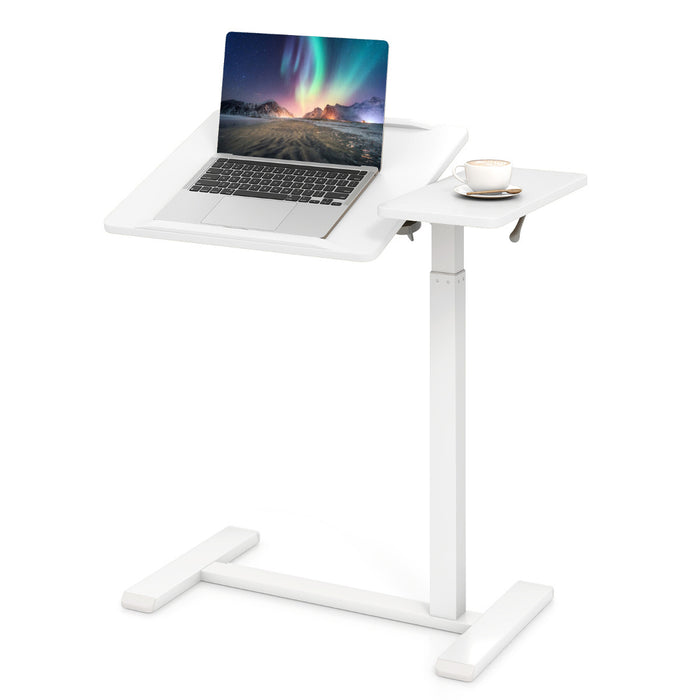 Mobile Over Bed Desk Height Adjustable Standing Laptop Cart with Tilting Tabletop-