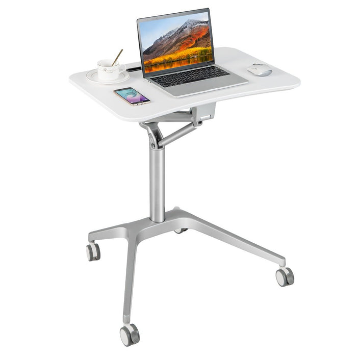 Mobile Standing Desk with Tablet Holder and 4 Rolling Casters-