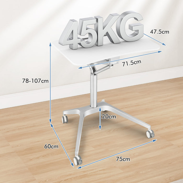 Mobile Standing Desk with Tablet Holder and 4 Rolling Casters-