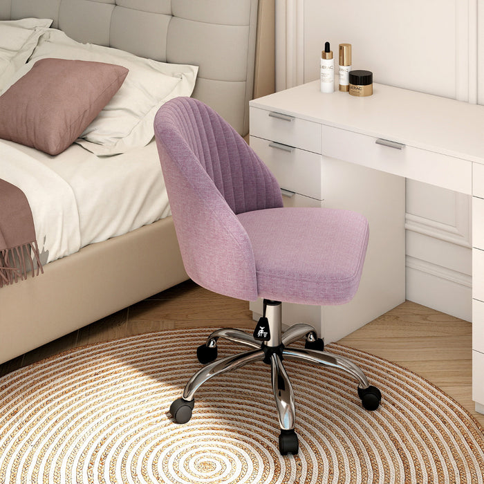 Modern Armless Office Chair with Curved Backrest and Upholstered Seat-Beige