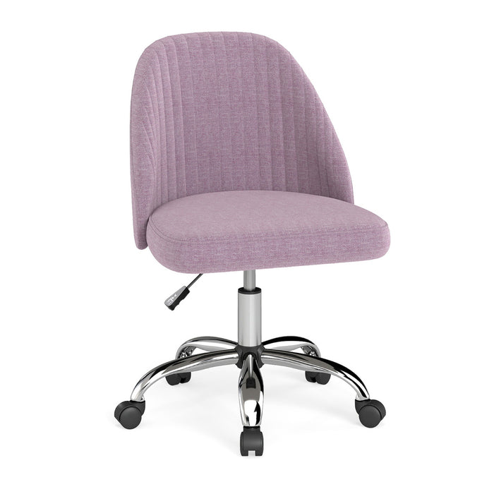 Modern Armless Office Chair with Curved Backrest and Upholstered Seat-Beige
