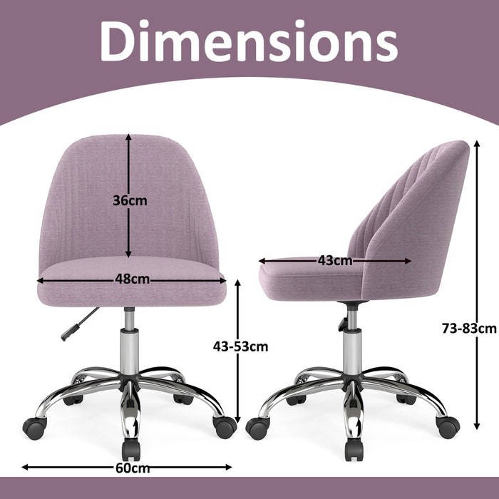 Modern Armless Office Chair with Curved Backrest and Upholstered Seat-Beige