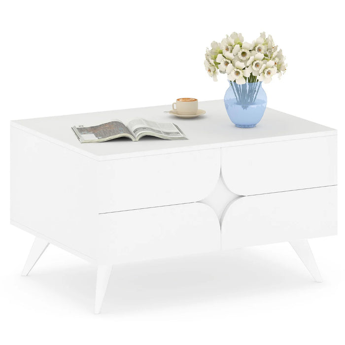 Modern Coffee Table with Storage Farmhouse Accent Table with Open Compartments and 3 Drawers-