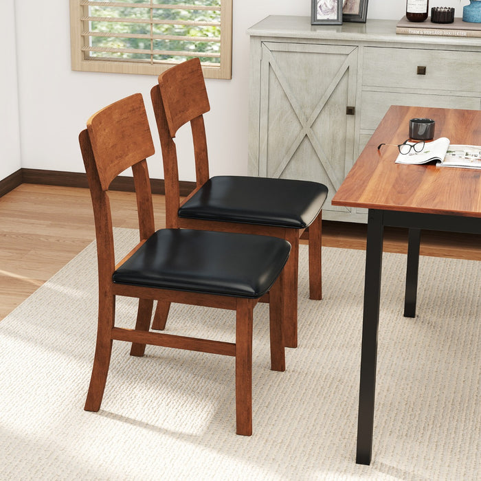 Modern Dining Chair Set of 2 with Rubber Wood Legs and Artificial Leather-