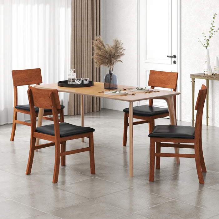Modern Dining Chair Set of 2 with Rubber Wood Legs and Artificial Leather-