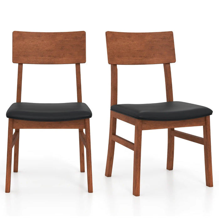 Modern Dining Chair Set of 2 with Rubber Wood Legs and Artificial Leather-