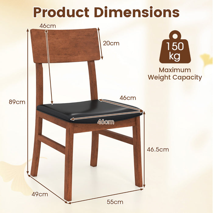 Modern Dining Chair Set of 2 with Rubber Wood Legs and Artificial Leather-