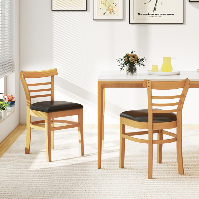 Modern Dining Chair Set of 2 with Rubber Wood Legs and Padded Seat-Black & White