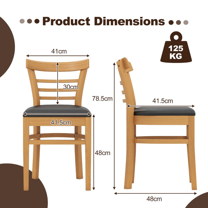 Modern Dining Chair Set of 2 with Rubber Wood Legs and Padded Seat-Black & White