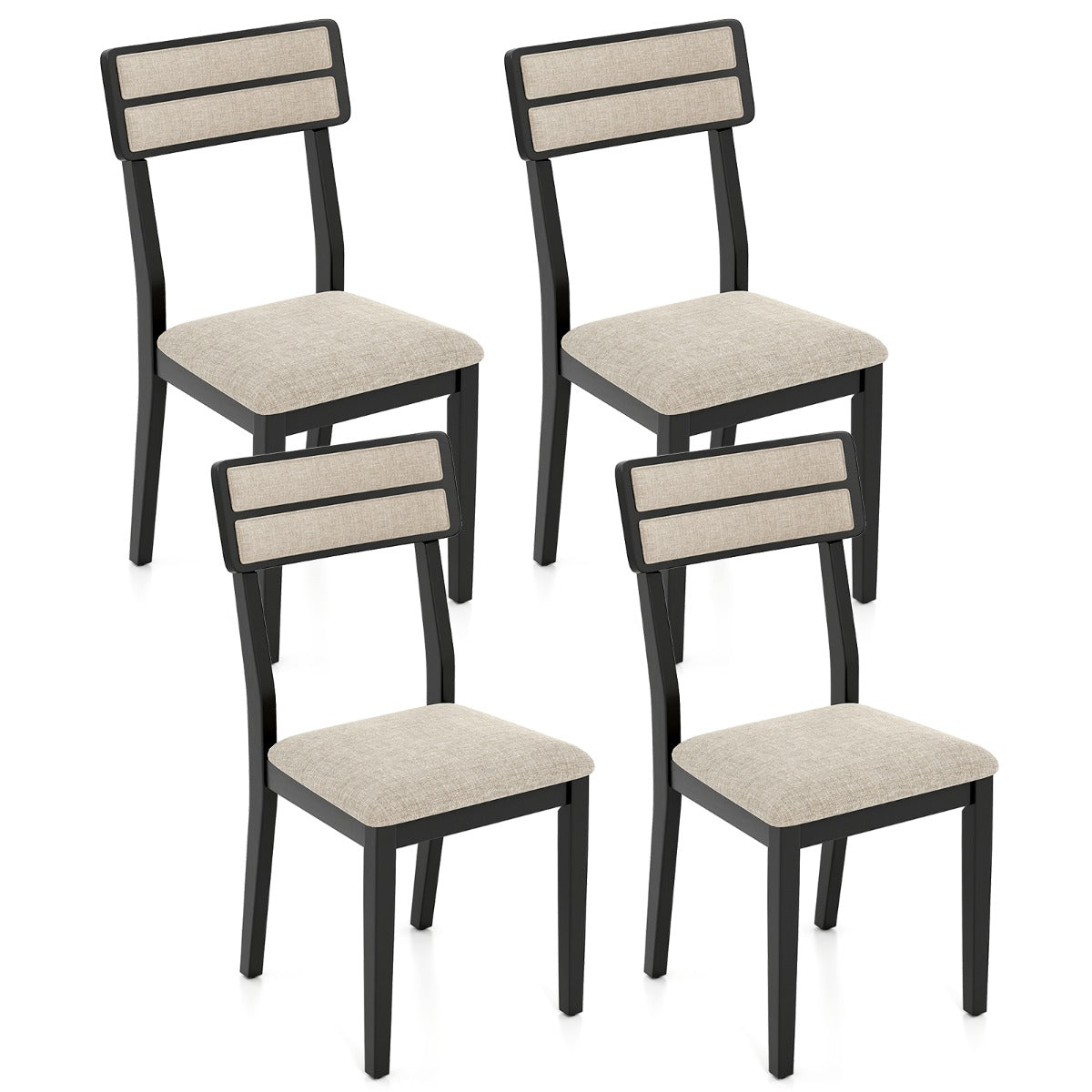 Modern Dining Chairs  Upholstered Armless Accent Side Chairs-Black-