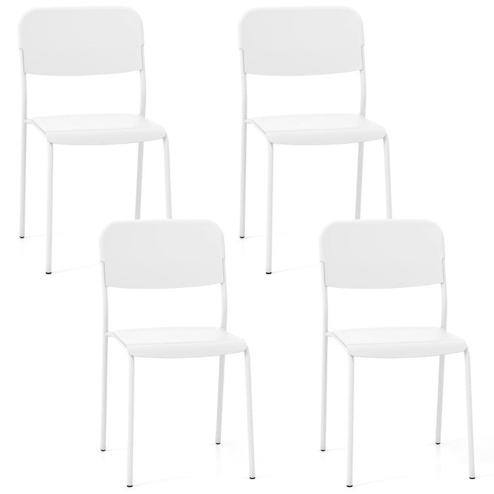 Modern Dining Chairs Set of 4 with Tilted Backrest and Sturdy Metal Legs-Black