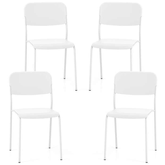 Modern Dining Chairs Set of 4 with Tilted Backrest and Sturdy Metal Legs-Black