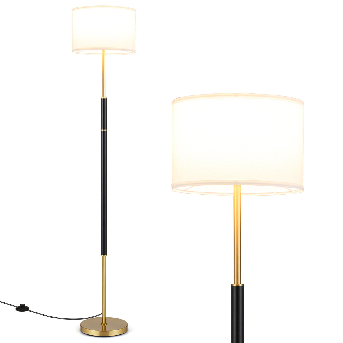Modern Floor Lamp with Eye-Protecting Lampshades and Weighted Base-