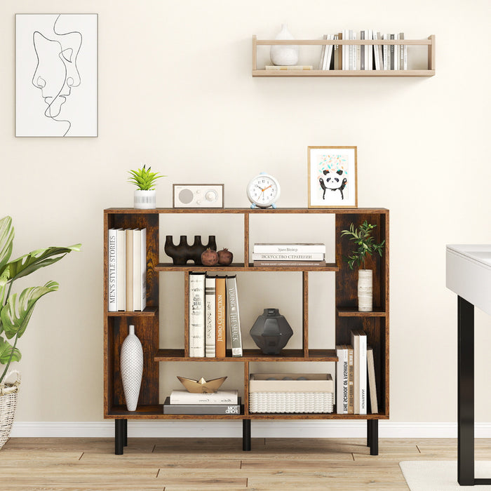 Modern Geometric Bookcase with Anti-tipping Devices-Black