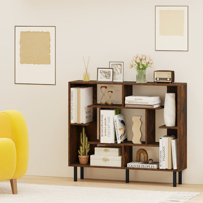Modern Geometric Bookcase with Anti-tipping Devices-Black