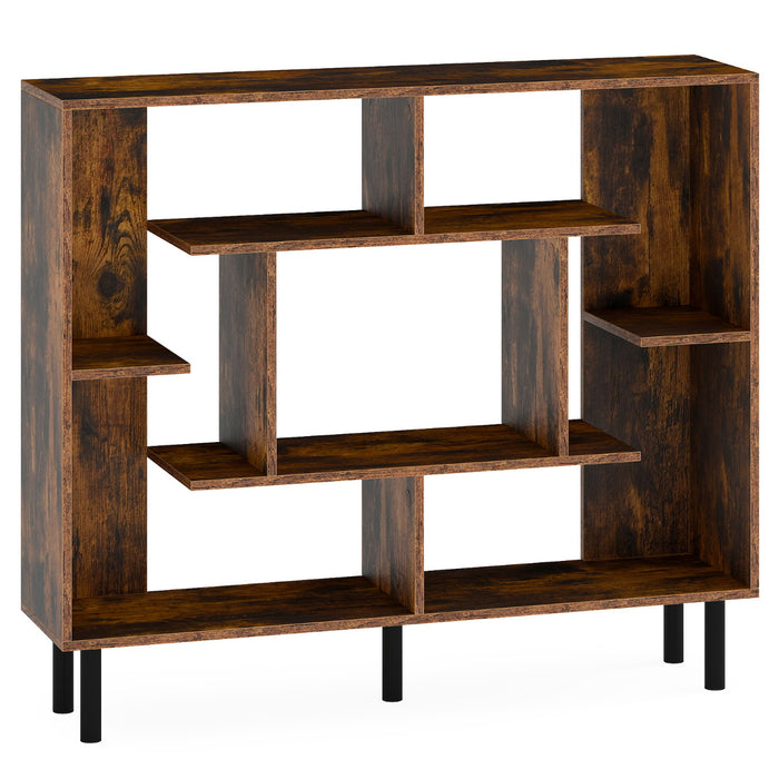 Modern Geometric Bookcase with Anti-tipping Devices-Black