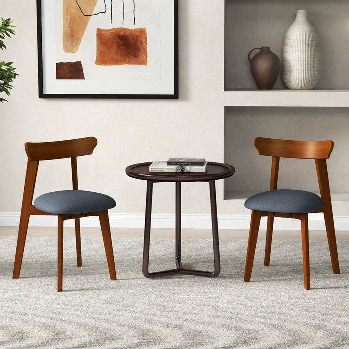 Mid-Century Modern Kitchen Chairs with Rubber Wood Frame and Padded Seat-Walnut
