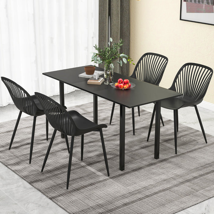 Modern Plastic Kitchen Chairs with Metal Legs and Lattice Back-