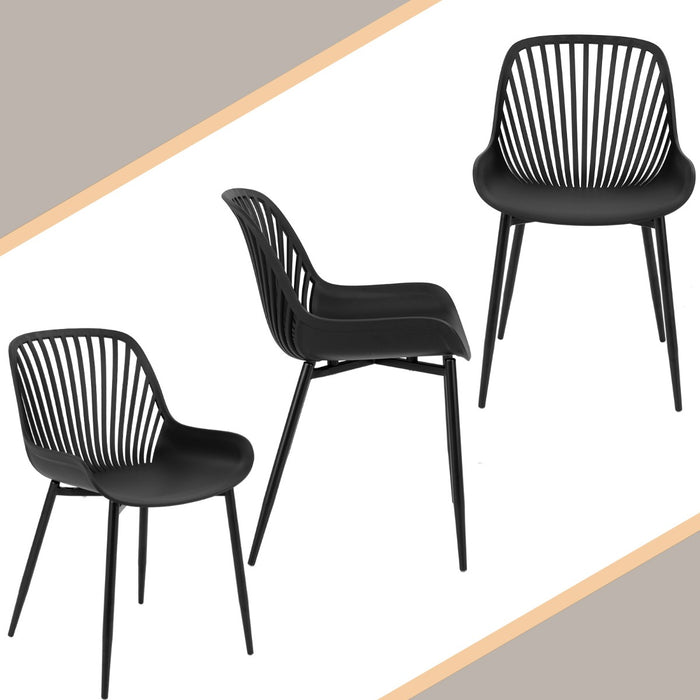 Modern Plastic Kitchen Chairs with Metal Legs and Lattice Back-