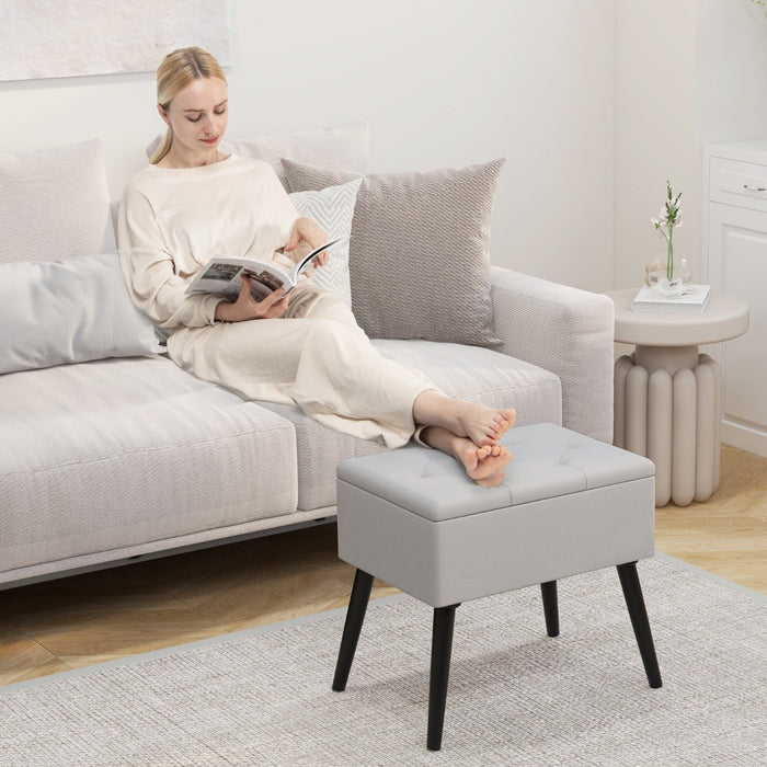 Modern Upholstered Flip Top Velvet Storage Ottoman Footrest-