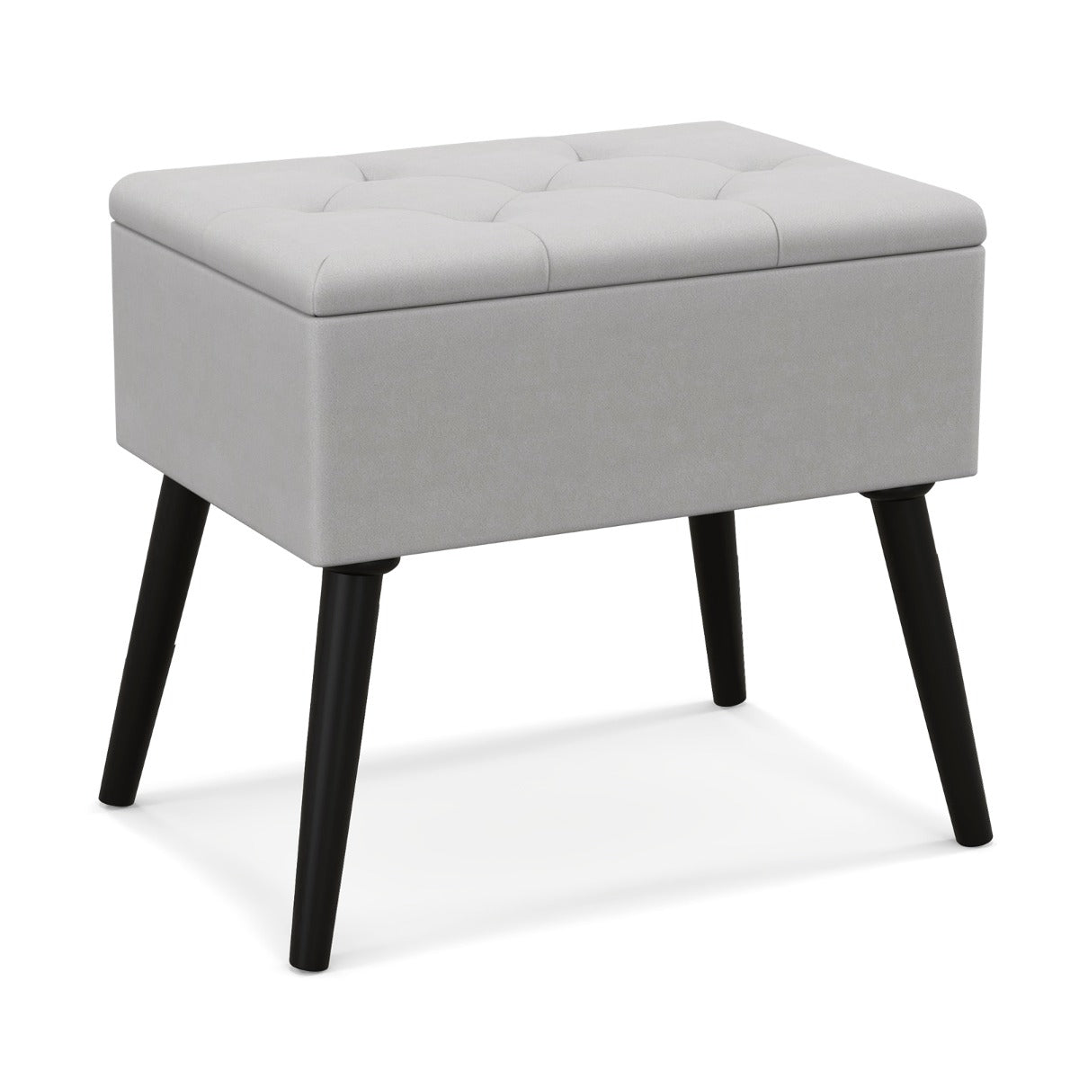 Modern Upholstered Flip Top Velvet Storage Ottoman Footrest-