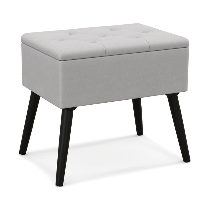 Modern Upholstered Flip Top Velvet Storage Ottoman Footrest-