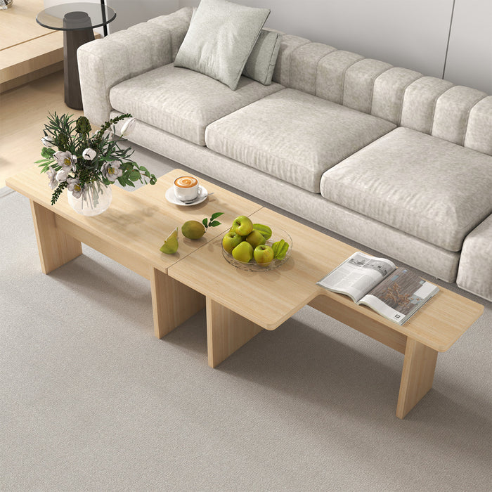 Modular Coffee Table Set of 2 L Shaped Center Tables for Small Space-