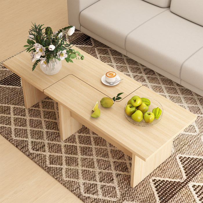 Modular Coffee Table Set of 2 L Shaped Center Tables for Small Space-