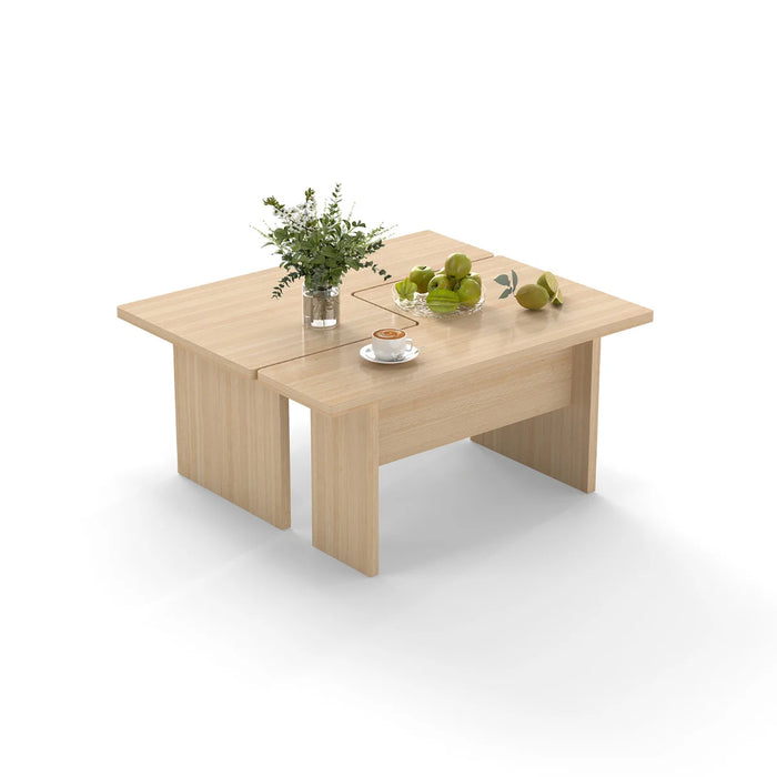 Modular Coffee Table Set of 2 L Shaped Center Tables for Small Space-