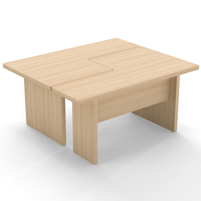 Modular Coffee Table Set of 2 L Shaped Center Tables for Small Space-