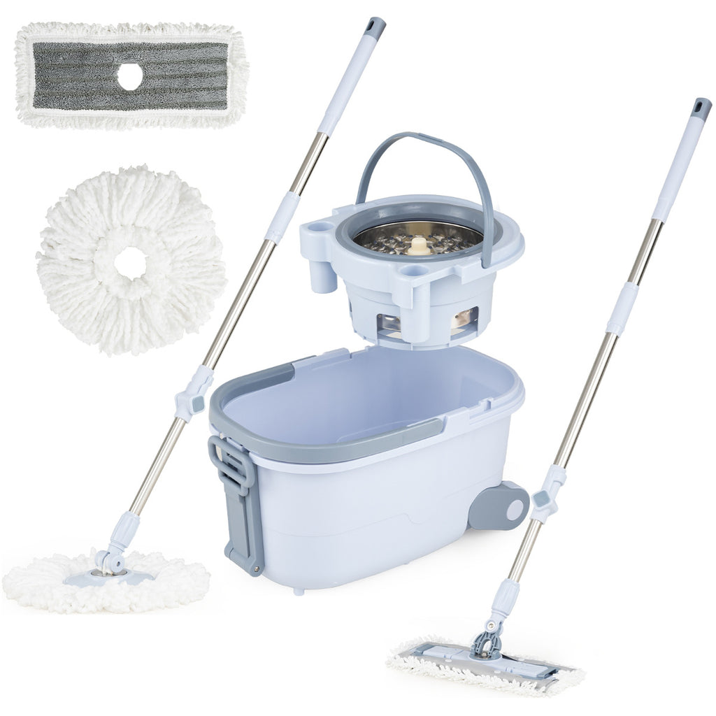Mop and Bucket Set Hands-Free Washing with Dual Tank Design-