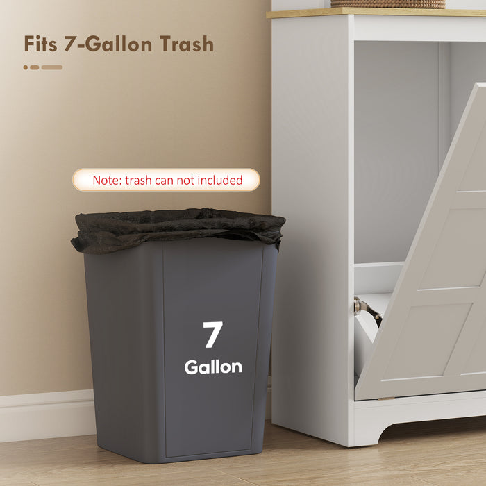 HOMCOM 175cm Tall Kitchen Cabinet, Kitchen Cupboard with Rubbish Bin Cabinet, 3 Door Shelves and 2 Acrylic Doors, White