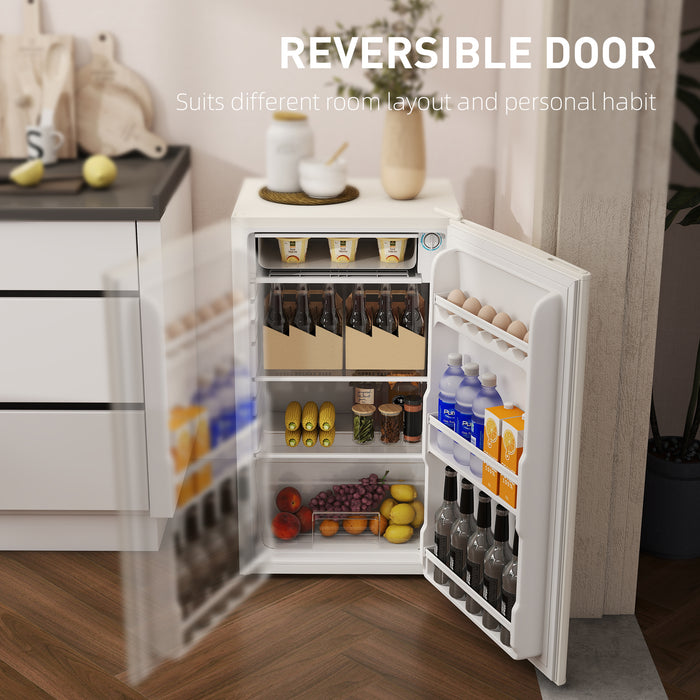 HOMCOM 91 Litre Freestanding Under Counter Fridge Freezer, Small Fridge with Chiller Box, Adjustable Thermostat, 47.5cm Wide, Beige