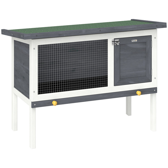 PawHut Wooden Rabbit Hutch, Guinea Pig Hutch with Asphalt Roof, Outdoor Elevated Bunny House for Rabbits, Chinchillas