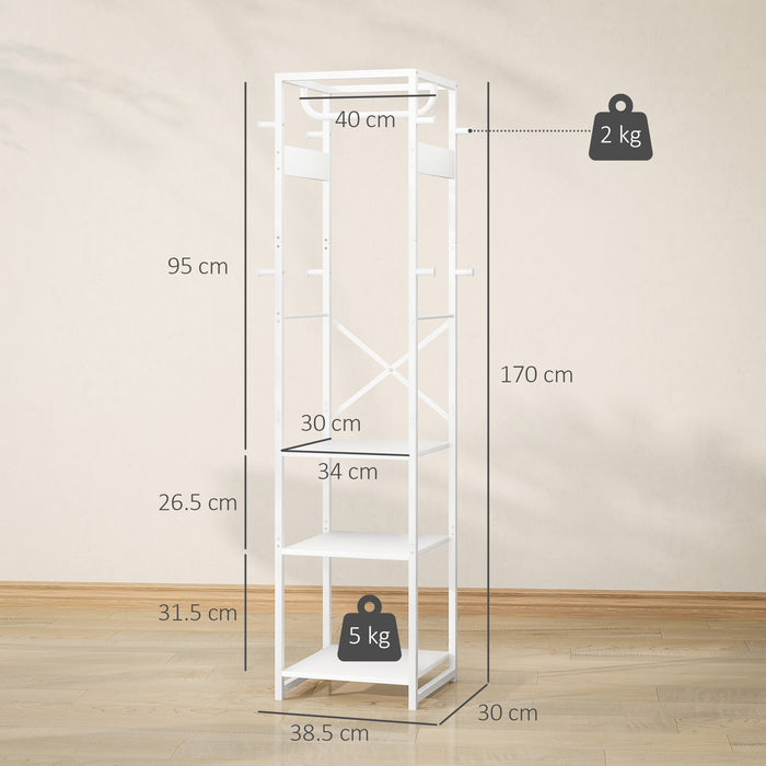 HOMCOM Multi-Storage Clothes Rack - White